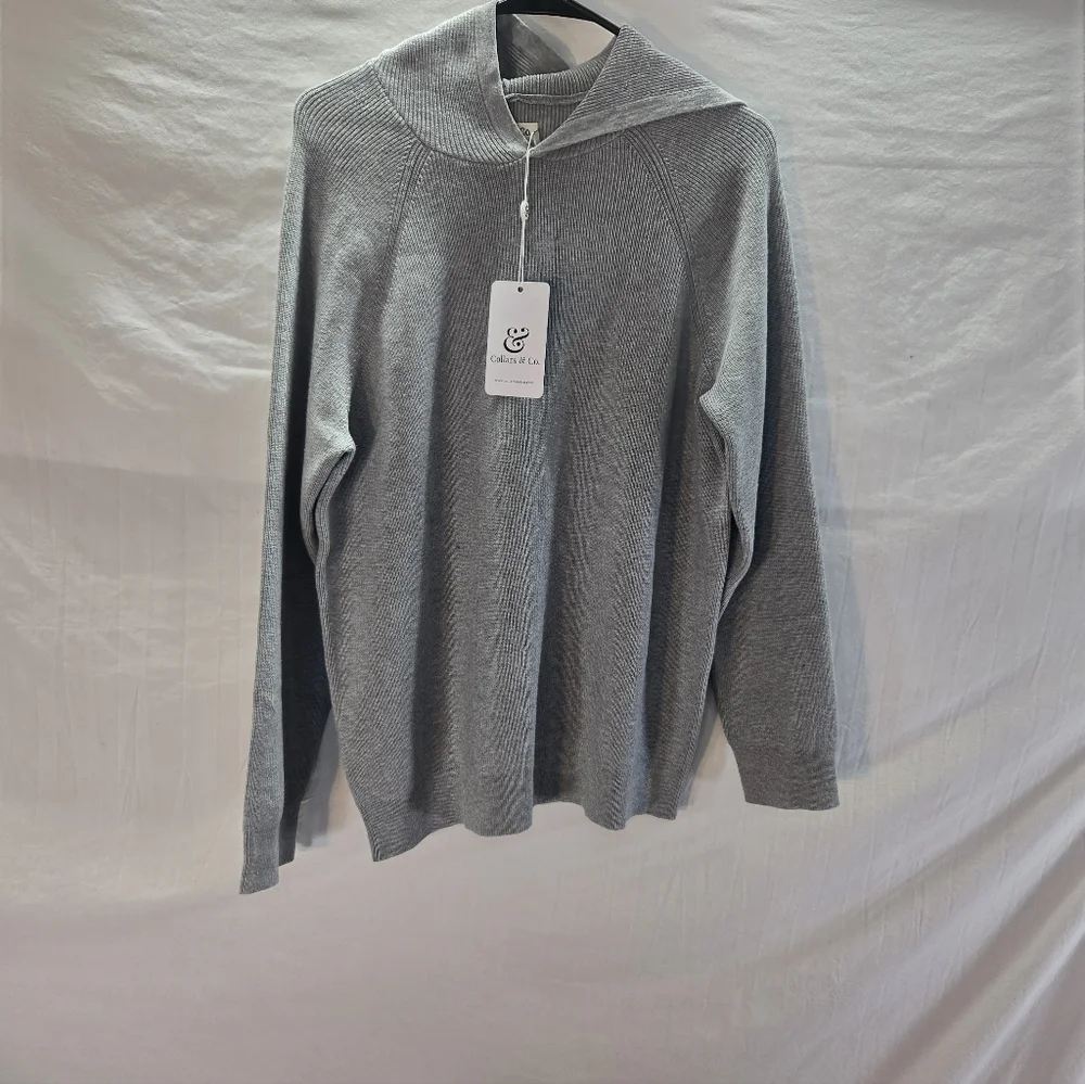 Collars & Co Men's Large Gray Double Knit Premium Cotton Hoodie Sweater New